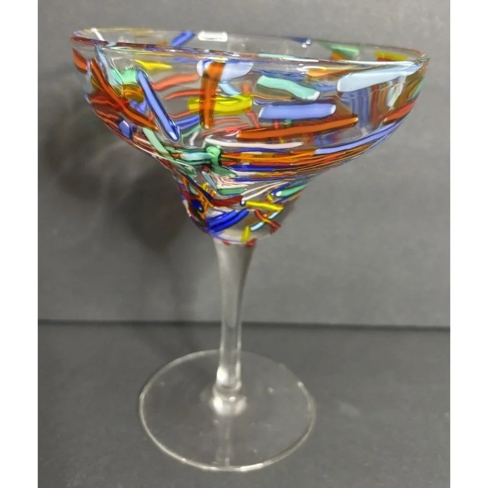 Pier 1 Confetti Margarita Glass Goblet 6 3/4